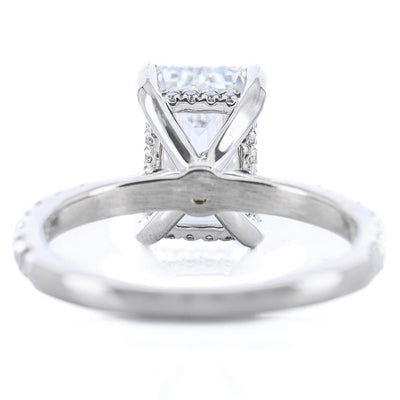 3.57 Emerald Lab-Grown Diamond Engagement Ring - Hidden Halo + Pavé - 950 Platinum