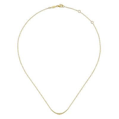 Graduating Curved Bujukan Bead Bar Necklace - 14K Yellow Gold