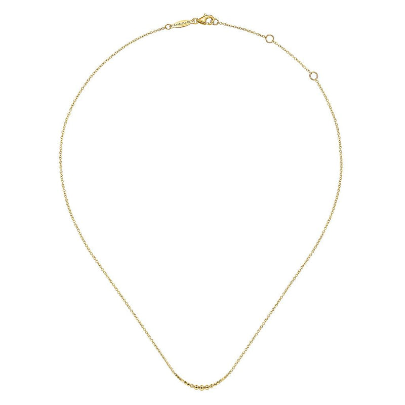 Graduating Curved Bujukan Bead Bar Necklace - 14K Yellow Gold