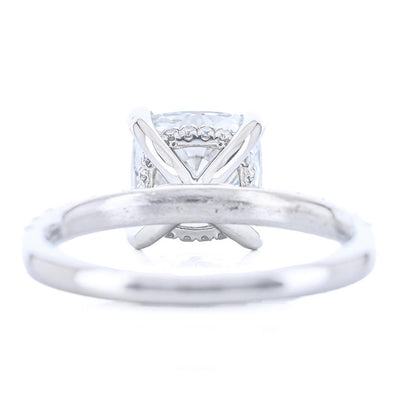 2.96CTW Cushion Lab Grown Diamond Engagement Ring - Solitaire + Pavé Band - 950 Platinum