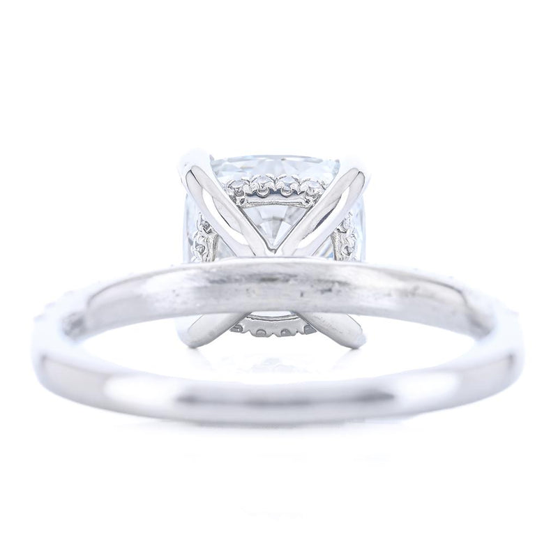 2.96CTW Cushion Lab Grown Diamond Engagement Ring - Solitaire + Pavé Band - 950 Platinum