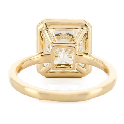 5.02CT Radiant Diamond Engagement Ring - Bezel + Solitaire - 14K Yellow Gold