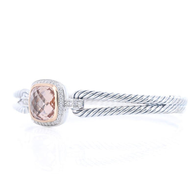 David Yurman | .26CTW Albion Morganite + Diamond Bracelet, 6.5" -  925 Sterling Silver