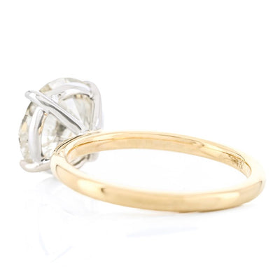 3.54CT Round Diamond Engagement Ring - Solitaire - 14K Yellow Gold + White Gold