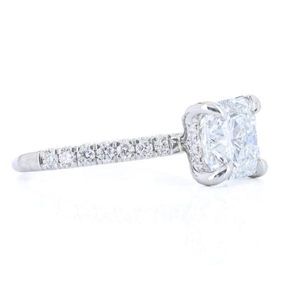 2.96CTW Cushion Lab Grown Diamond Engagement Ring - Solitaire + Pavé Band - 950 Platinum