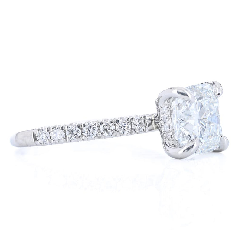 2.96CTW Cushion Lab Grown Diamond Engagement Ring - Solitaire + Pavé Band - 950 Platinum