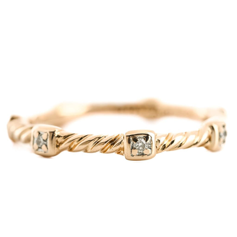 David Yurman | Round Diamond Cable Collection Stack Ring, Size 6 - 18K Yellow Gold