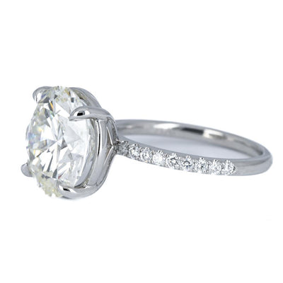 7.27ctw Round Brilliant Diamond Pavé Solitaire Engagement Ring – 950 Platinum