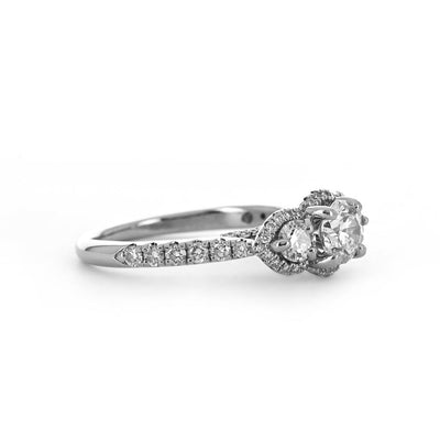 1.29ctw Three-Stone Diamond Engagement Ring - White Gold