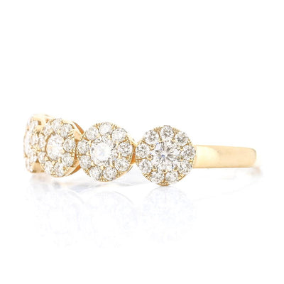 .70CTW Round Diamond Band - Halo - 14K Yellow Gold