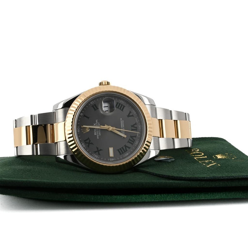 Rolex | 41mm Datejust II, Wimbledon Dial, Fluted Bezel, Two-Tone Stainless Steel & 14K Yellow Gold - 116333
