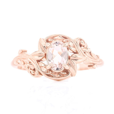 1.66CT Oval Alexandrite Engagement Ring - Solitaire + Floral - 14K Rose Gold