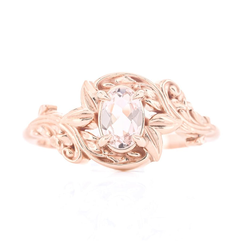 1.66CT Oval Alexandrite Engagement Ring - Solitaire + Floral - 14K Rose Gold