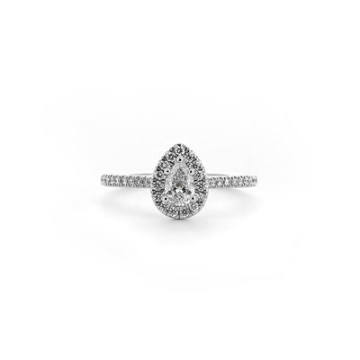 0.58ct Pear Diamond Engagement Ring + Halo