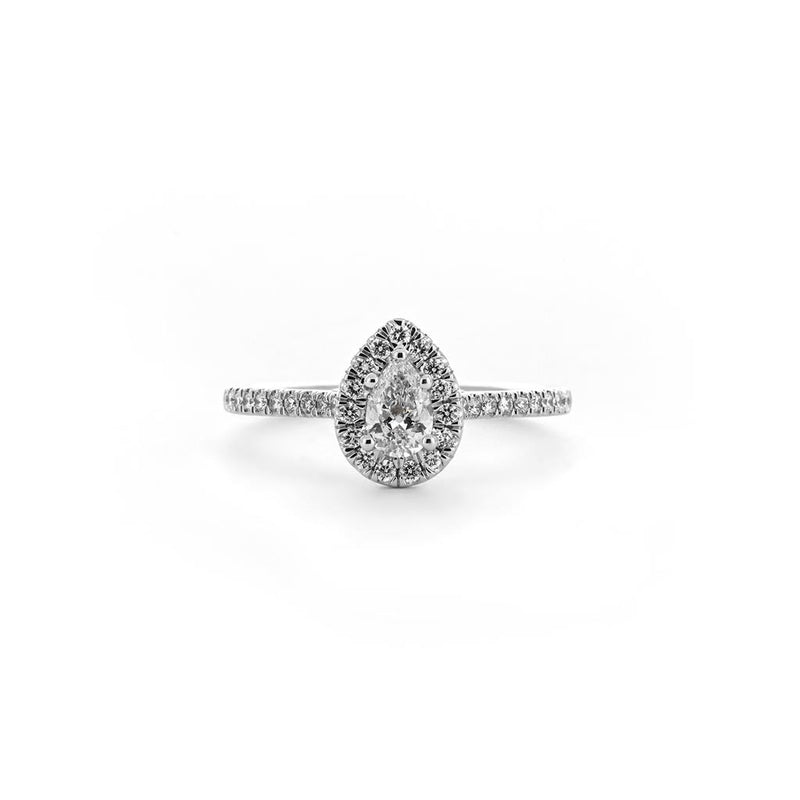 0.58ct Pear Diamond Engagement Ring + Halo