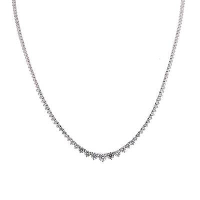 5.0ctw Round Lab Grown Diamond Riviera Necklace, 18" - 14K White Gold