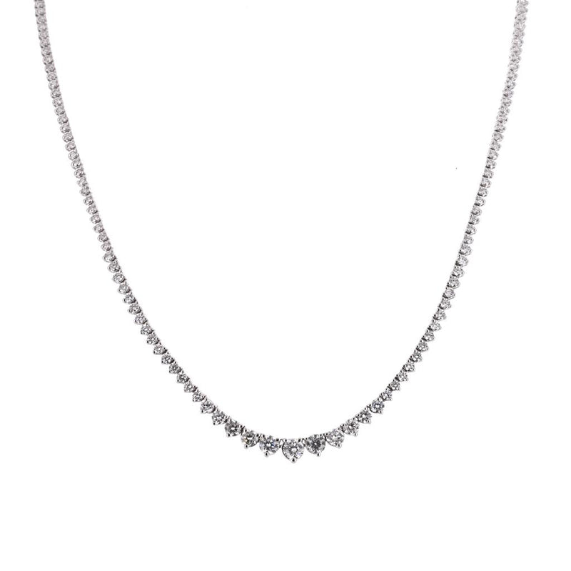 5.0ctw Round Lab Grown Diamond Riviera Necklace, 18" - 14K White Gold