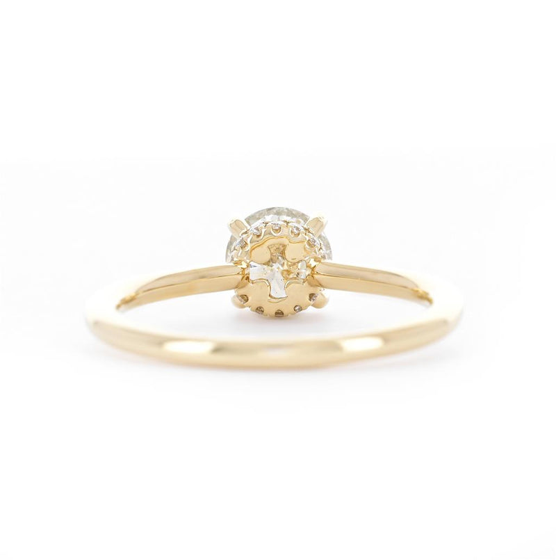 0.54ctw Round Diamond Solitaire Engagement Ring, Diamond Collar - 14K Yellow Gold