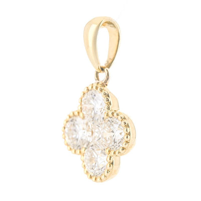 .58CTW Round Diamond Clover Pendant - 14K Yellow Gold