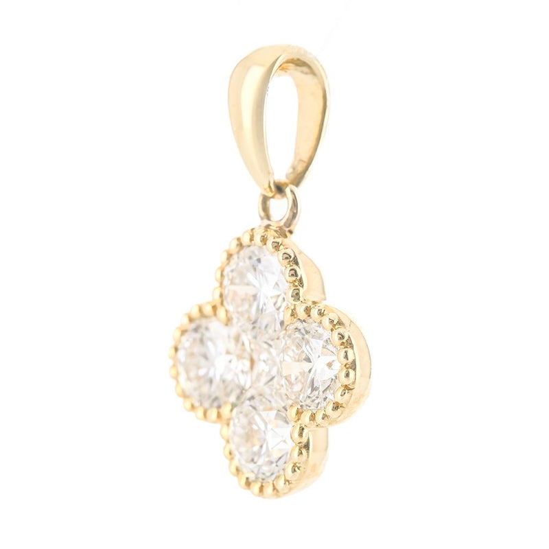 .58CTW Round Diamond Clover Pendant - 14K Yellow Gold