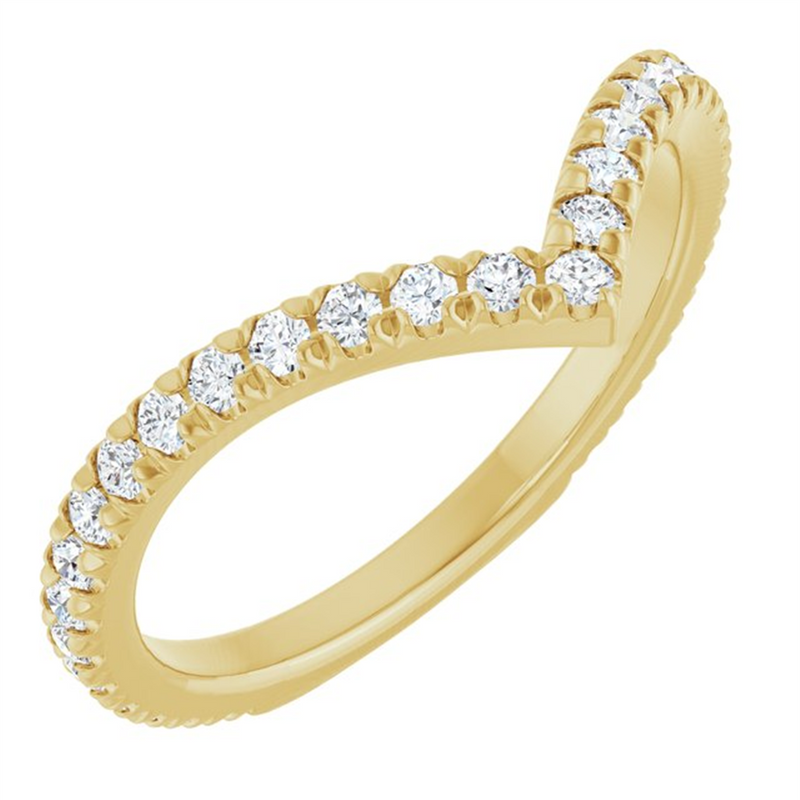 "V" Contour Diamond Band, Size 7 - 14K Yellow Gold