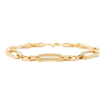 1.02CTW Oval Link Diamond Bracelet, 7" - 14K Yellow Gold