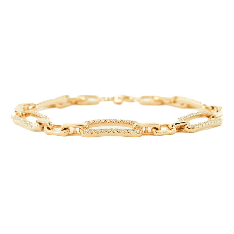 1.02CTW Oval Link Diamond Bracelet, 7" - 14K Yellow Gold