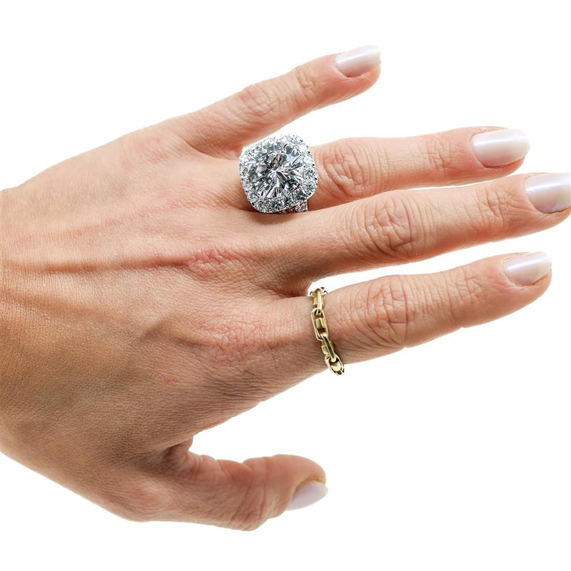 11.14CTW Round Diamond Engagement Ring - Halo - 18K White Gold