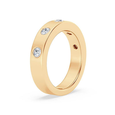 0.55ctw Five Round Diamond Flush Set Band, Size 6.5 – 14K Yellow Gold