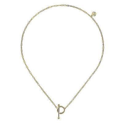 Hollow Paperclip Chain Necklace - 17", 14K Yellow Gold