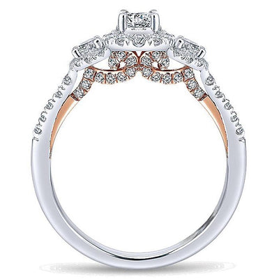 0.71ctw Three-Stone Diamond Engagment Ring - White Gold