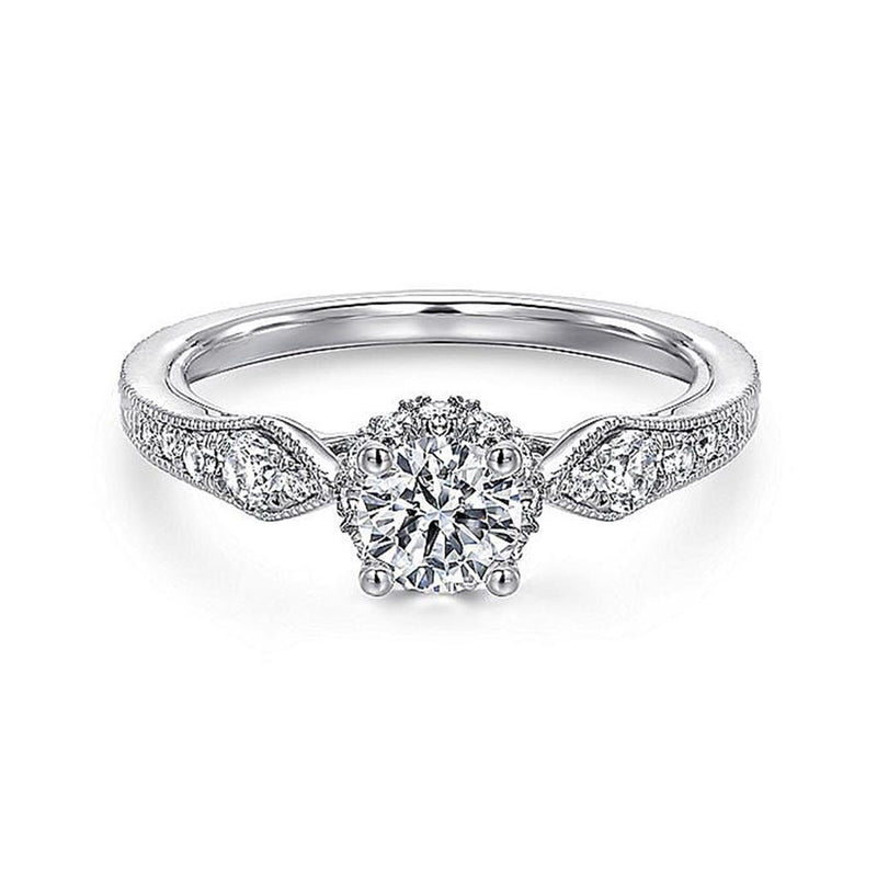 0.79ctw Victorian Style Diamond Engagment Ring - White Gold