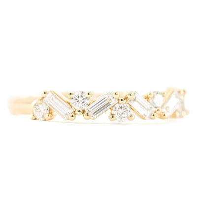 .52CTW Round + Baguette Diamond Band - Sprinkle - 14K Yellow Gold
