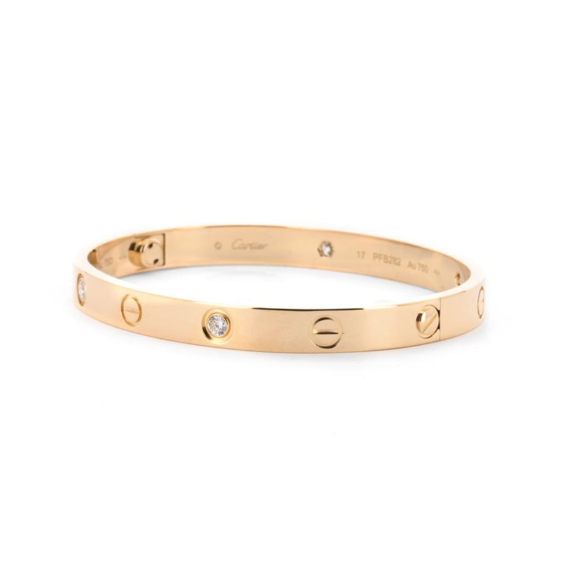 Cartier | 0.42ctw Cartier Love Bracelet, 4 Diamond, Size 5.75 - 18K Yellow Gold