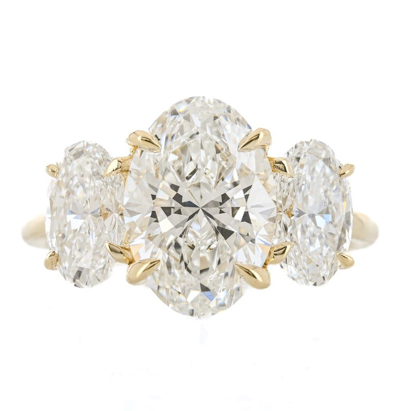 5.02CTW Oval Lab Grown Diamond Three Stone Engagement Ring -  14K Yellow Gold