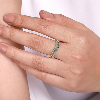 Twisted Rope Criss Cross Ring, Size 6.5 - 14K Yellow Gold