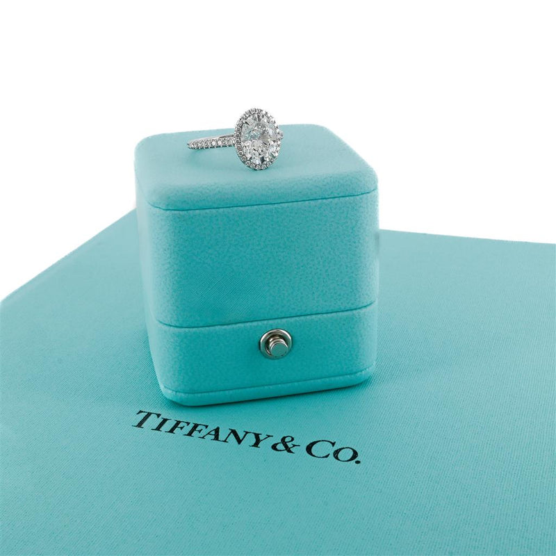 Tiffany and Co. | 2.93CTW Oval Soleste Diamond Engagement Ring, Size 6.5 - Halo - 950 Platinum