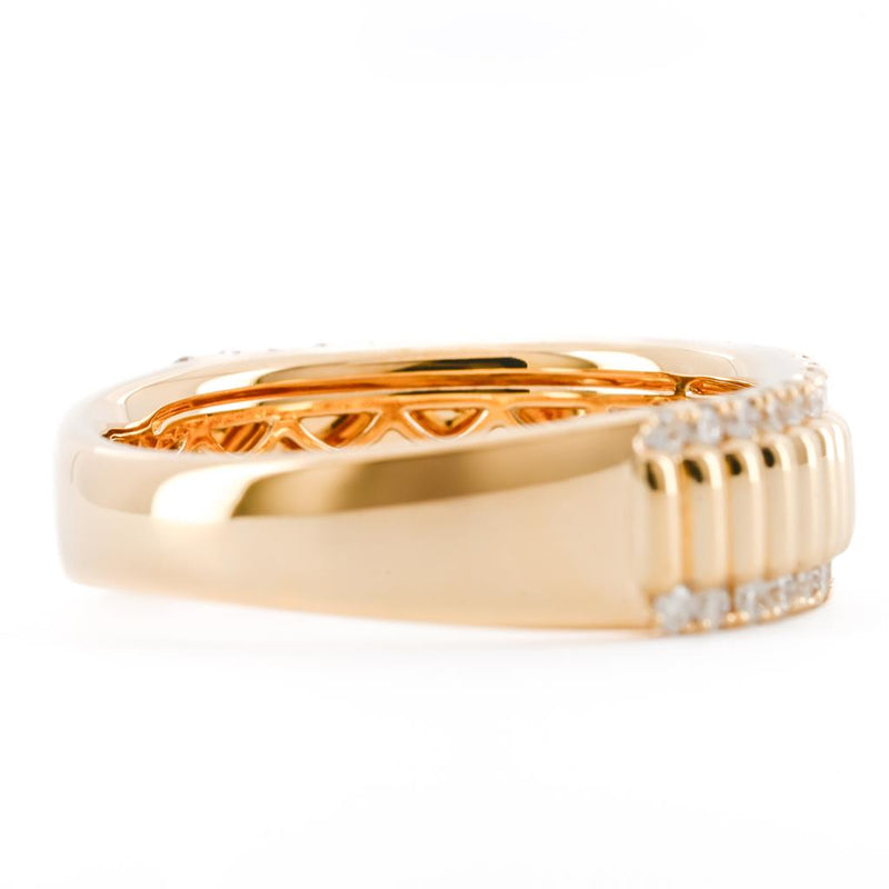 .47CTW Round Diamond Edge Band – Fluted Band – 14K Yellow Gold
