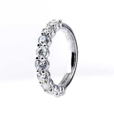 1.73CTW 9 DIAMOND BAND, Round, Size 6.5 - 14K WHITE GOLD