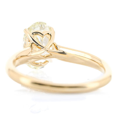 1.96CT Oval Diamond Engagement Ring - 3MM Band + Scalloped Cathedral Shank - 14K Yellow Gold