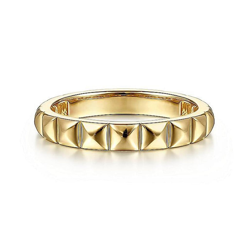 Geometric "Pyramid" Stackable Band - 14k Yellow Gold