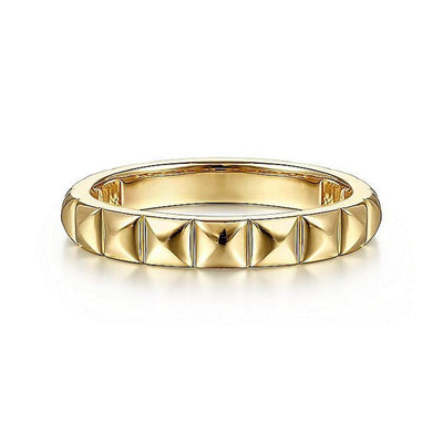 Geometric "Pyramid" Stackable Band - 14k Yellow Gold