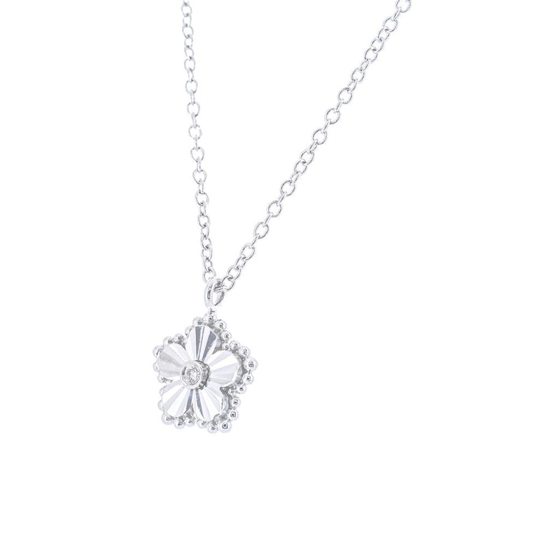 .01CT Diamond Flower Pendant, 17.5" -  Sterling Silver