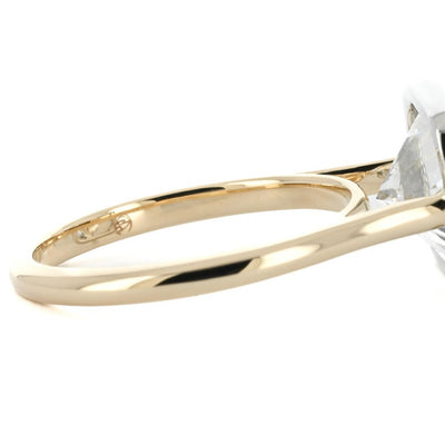 5.09ct Cushion Lab-Grown Diamond set East/West Bezel Solitaire Engagement Ring - 950 Platinum + 14k Yellow Gold