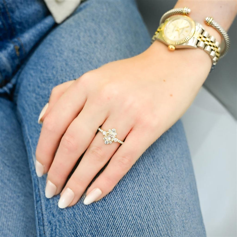 1.02CTW Rose Diamond Engagement Ring - 18K Yellow Gold