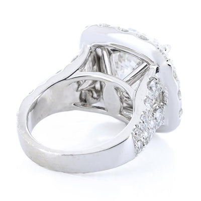 11.14CTW Round Diamond Engagement Ring - Halo - 18K White Gold