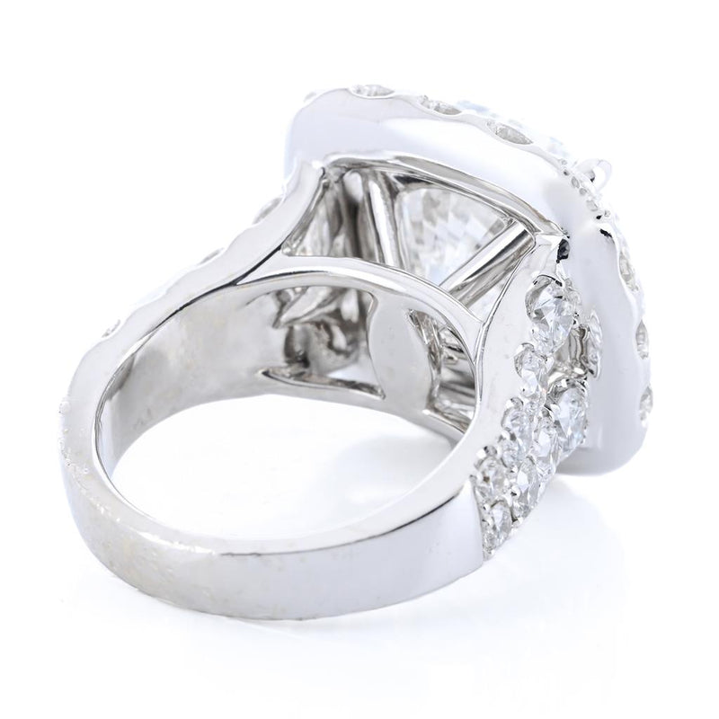 11.14CTW Round Diamond Engagement Ring - Halo - 18K White Gold
