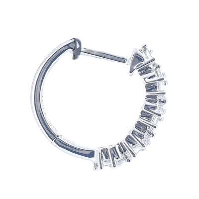 .21CTW Baguette + Round Diamond Huggie Sprinkle Earrings - 14K White Gold