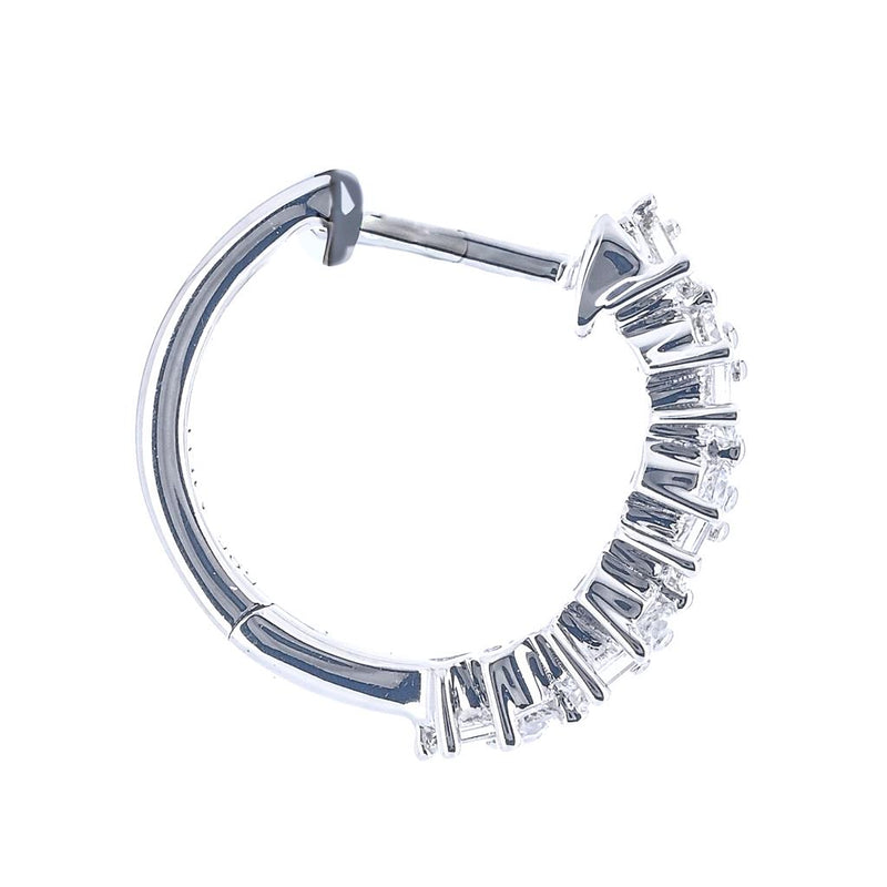 .21CTW Baguette + Round Diamond Huggie Sprinkle Earrings - 14K White Gold
