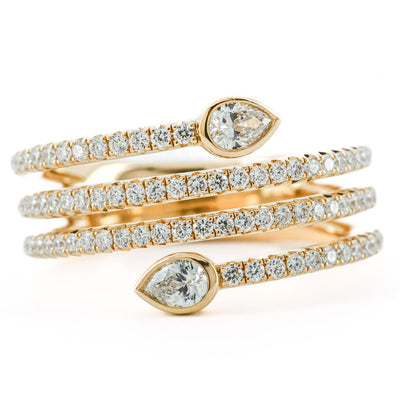 .80CTW Pear Diamond Ring - Bezel, Pave, Wrap - 14K Yellow Gold